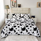 SDY 3 Pieces Milk Cow Print Stuff Bedding Comforter Set Full with 2 Pillowcases for Kids Teens Girls Women, Microfiber, Easy Wash, Light Breathable Cozy White Base Cute Milk Cow Pattern, Full Size…