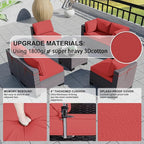 Kullavik 9PCS Outdoor Patio Furniture Set PE Wicker Rattan Sectional Sofa Patio Conversation Sets,Red