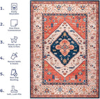 nuLOOM Carolyn Machine Washable Tribal Motif Ultra Thin Area Rug, 4' x 6', Rust