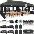 COBIZI 10x20 Pop Up Canopy with 6 Sidewalls One Push Setup Outdoor Event Shelter Waterproof UPF 50+ Gazebo Tent with Carry Bag,Air Vent,Sandbag for Wedding, Commercial, Party,Black