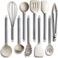 COOK WITH COLOR Silicone Cooking Utensils, Kitchen Utensil Set, Easy to Clean Silicone Kitchen Utensils, Cooking Utensils for Nonstick Cookware, Kitchen Gadgets Set, 10 Pieces, Brown