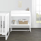 Arlo Changing Table in White, Made of Solid New Zealand Pinewood, Non-Toxic Finish, Comes with Water Resistant Mattress Pad & Safety Strap