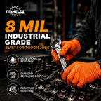 TitanFlex Heavy Duty Industrial Orange Nitrile Gloves, 8-mil, Gloves Disposable Latex Free with Raised Diamond Texture Grip, Powder Free, Rubber Glove, Mechanic Gloves,1000-ct Case (Large)