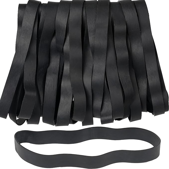 Rubber Bands Size#107 Heavy Duty Big Wide rubber band 30PCS Elastic Bands for Office Supply Trash Can File Folders Litter Box Rubber Bands (Black)