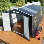 Metal Shed 10x10x7 FT with Floor Kit, Enhance Your Space with Natural Lighting, Outdoor Storage Steel Sheds with Base, Windows, Translucent Roofs, and Lockable Doors, Ideal for Garden & Patio