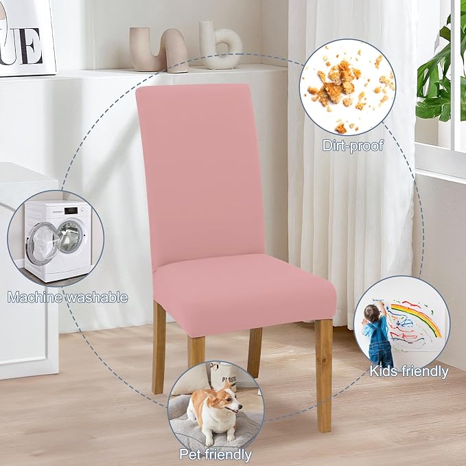 Dining Chair Covers, Stretch Seat Covers, Washable Furniture Protector | Washable, Stretch Fit, Soft, Non Slip, Dining Chair Covers, Seat Protector, Furniture Protector