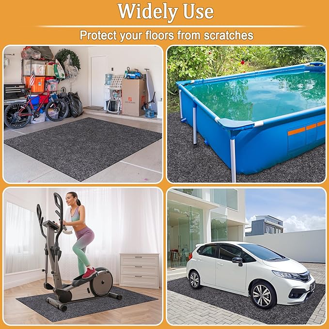 6 x 4 Ft Storage Shed Floor Mat—Waterproof PE Backing, 500g/㎡ Thick, Washable, Dustproof, and Anti-Slip Pad for Patio, Motorcycle, and Carport to Protect Flooring from Wear