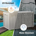 Mars Villa 180 Gallon Outdoor Storage Box, Large Waterproof Resin Deck Box for Patio Furniture Cushions, Pool Supplies, Gardening Tools, Lockable, Weatherproof and UV Resistant, Light Brown