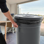 PRO&Family 20 Gallon Trash Can with Lid Round Ingredient Storage Containers Recycling Bin Kitchen Garbage Can Office Garbage Can Trash Barrel Plastic Barrel Yard Waste Bin Outdoor Trashcan (2, Gray)