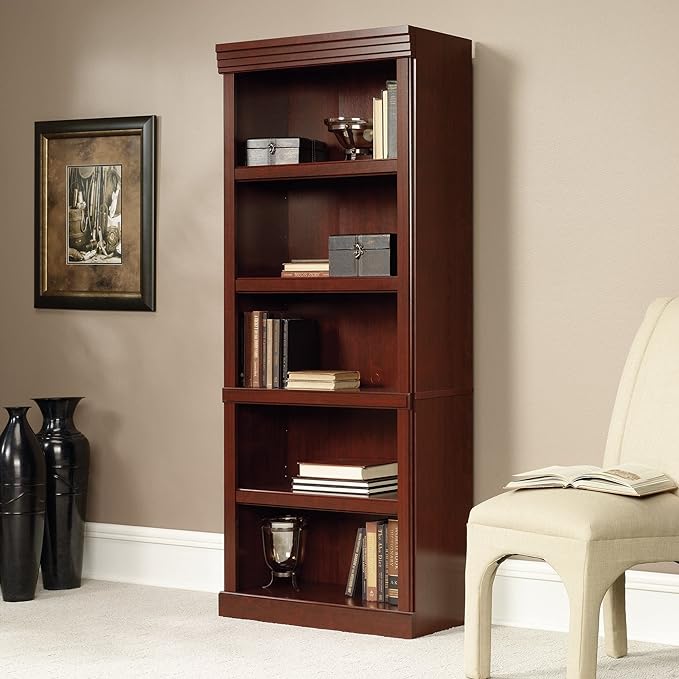 Sauder Heritage Hill Library/Book shelf, L: 29.80" x W: 12.99" x H: 71.26", Classic Cherry finish