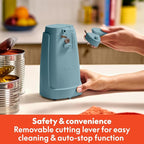 bella Electric Can Opener and Knife Sharpener, Removable Cutting Lever, Cord Storage, Stainless Steel Blade, Surf