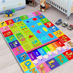 Kids Alphabet Play Game Rug - 2' 7" x 4' ABC Numbers and Shapes Educational Learning Toddler Carpet - Kids Room Playroom Classroom Kindergarten Activity Fun Soft Non-Slip Mat