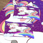 Tailor Shop Unicorn Bedding Sets King Size,Purple Unicorn Comforter Sets for Girls Kids Teens with 2 Pillowcase…
