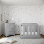 Graco Benton 5-in-1 Convertible Crib with Drawer (Pebble Gray) -Converts from Baby Crib to Toddler Bed, Daybed and Full-Size Bed,Fits Standard Full-Size Crib Mattress, Adjustable Mattress Support Base