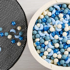 GOGOSO Ball Pit Balls Stars Moon Shapes Plastic Pitballs for Toddler Play Tent Baby Photo Props Kids Pool Water Toys Kiddie Pool Party Decor, Pearl Blue+Cream Blue+White,100PCS
