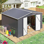 Polar Aurora Outdoor Storage Shed, Metal Garden Shed with Updated Frame Structure, Tool Sheds for Backyard Garden Patio Lawn (Black, 12x10 FT)