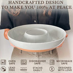 Mora Ceramic Chips and Dip Serving Tray: Large Divided Party Bowl Set for Chips & Salsa, Veggies & Dip, Fruit, Snacks, Entertaining, Hosting, etc. Minimalist Design for the Modern Hostess - Earl Grey