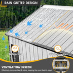 8 x 6 FT Resin Outdoor Storage Shed, All-Weather Plastic Garden Shed with Floor, Lockable Doors & Windows, Plastic Tool Shed for Poolside, Backyard, Patio