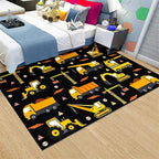 Car Track Rug Construction Play Mat Car Rug for Boys Room Kids Rugs for Playroom Construction Mat for Kids Car Rug for Boys Room Construction Decor for Boys Room,Black 5'×7'