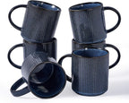 famiware Coffee Mug Set for 6, Star 16 oz Catering Mugs Cup Set with Handle for Coffee, Tea, Cocoa, Milk - Ceramic Stoneware Drinkware Set, Nebulas Blue