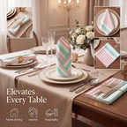 Urban Villa Cloth Napkins Cotton 20x20 (Set of 12) Ruby Green Stripes