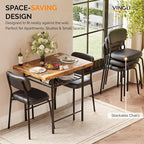 VINGLI Dining Table Set for 2, Small Kitchen Table Set with Upholstered Chairs, 3-Piece Dining Set with Storage Rack, Wood Dining Room Set with Metal Legs for Small Spaces, Living Room, Rustic Brown