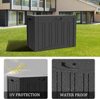45 Gallon Deck Box, Resin Outdoor Indoor Waterproof Storage Box, Lockable Storage Box With Handle for Patio Furniture - Garden Tools - Swimming Pool Tools UV-Resistant, Black