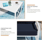 Shintenchi 3 Piece White Metal Outdoor Furniture Sectional Set, Modern Outdoor Metal Chair Conversation Furniture Set with Coffee Table for Patio,Backyard,Balcony (Dark Blue)