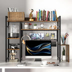 Computer Desktop Bookshelf Countertop Hutch Display Shelf Desktop Hutch Storage Organizer 2-Tier Multipurpose Wood Bookcase for Computer Desk for Home Office Study Room Bedroom
