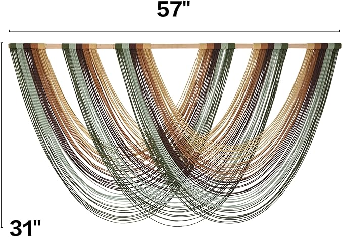 Flber Macrame Wall Hanging Boho Wall Decor Yarn Wall Art Tapestry Bedroom Living Room Nursery Apartment Home Decor 57" W x 31" L