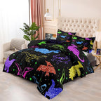 Dinosaur Kids Bedding Sets for Boys, Cartoon Dinosaur Comforter Sets Queen Size Colorful Dinosaur Bedding Soft Breathable Dinosaur Quilt for All Season (1 Comforter 2 Pillowcase)
