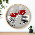 Mozingo ~ Wine Clock for Kitchen Bar Wall It's Wine O'clock Silent Time Gift Home Decor Made In USA, 10" (Hour Marks - None, Clock Frame Color - Natural Wood, Wine Theme #04)