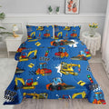 Axolotl Bedding Set, Twin, Blue Excavator, 3Pcs Boys Comforter, Polyester, All Seasons, Machine Wash, Bedding Set for Kids Children Teens Bedroom Decor