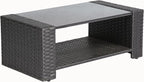 4 Pieces Outdoor Furniture Complete Patio Cushion Wicker P.E Rattan Garden Set, Full, Black
