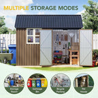 Breezz 8X10FT Outdoor Steel Storage Shed with Clear Window, Lockable Doors, Weather-Resistant Metal Tool Shed for Garden, Backyard, Patio, and Utility Storage.Brown