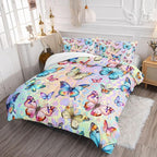 Datura home Kids Comforter Set Butterfly Printed Pattern Bedding Set with 1 Comforter and 2 Pillowcases for Girls Boys Bedroom All Season(Butterfly0 Queen)