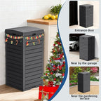 31 Gallon Double-Lid Outdoor Trash Can with Leak-Proof Slide Tray, Weatherproof Resin Waste Bin for Patio, Garden, Indoor and Backyard, Black