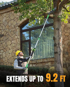 WORKPROX Cordless Pole Saw with Battery, 20V 4.0Ah Battery Powered 8 Inch Electric Pole Chainsaw, 4000mAh Power Bank with Quick Charge 3.0, Lightweight, 9.2 FT Max Reach Pole Saw for Tree Trimming