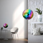 304 Stainless Steel Gazing Ball Sculptures Diamond Ball Decoration Mirror Hollow Decor Ball Reflective Garden Sphere Hollow Metal Ball Ornament Statues Gazing Globe for Home Garden (Rainbow 8 inch)