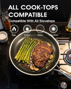 USELUCK Hybrid Non Stick Frying Pans with Lid,8/10/12 inch Frying Pan Set | Stainless Steel Skillet with Honeycomb Surface,Oven-Safe,PFAS-Free,Compatible with All Cooktops.