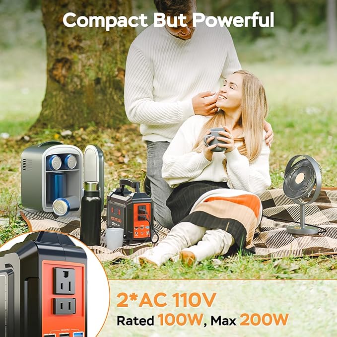 MARBERO Solar Generator 167Wh Camping Portable Power Station 200W Peak with Foldable Solar Panels 30W with AC Outlet 110V Multi-Port LED Flashlights for CPAP Home Camping Hurricane Emergency