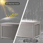320 Gallon Waterproof Deck Box, Lockable Resin Storage Box for Patio Furniture Cushions Garden Tools and Outdoor Delivery Storage, Coffee