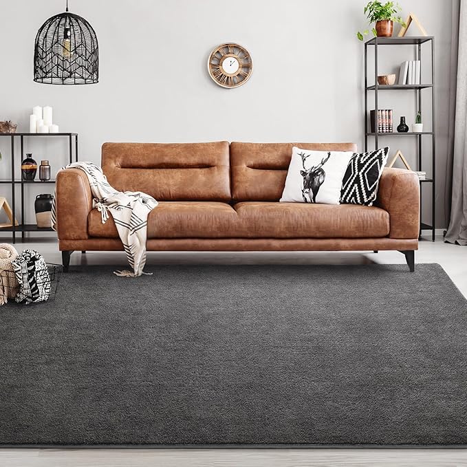 Area Rugs for Bedroom Living Room, 5x8 Dark Grey Super Soft Comfy Thickened Memory-Foam Indoor Carpets, Modern Aesthetic Minimalist Carpet for Boys Girls Adults Apartment Nursery Home Décor