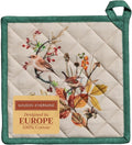 Maison d' Hermine Pot Holders 100% Cotton Potholders (8" x 8", Pack of 1) | Heat Resistant Hot Pads with Loop BBQ Cooking Baking Hotel Kitchen Handling Hot Pans Thanksgiving Christmas - Recolte
