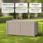 120 Gallon Deck Box,Resin Outdoor Storage Box with Lockable for Patio Furniture, Pool Tools, Garden Tools Waterproof Outside Storage Box (Grey)