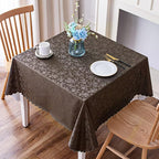 Smiry Square Waterproof Heavy Duty Vinyl Tablecloths, 54 x 54 Inch | Wipeable Washable Floral Embossed Table Cover for Kitchen and Dining Room, Indoor & Outdoor Use, Coffee