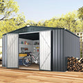 U-MAX 12x10 Storage Shed, Large Metal Outdoor Garden Sheds & Outdoor Storage Clearance, 10x12 Tool Shed Outdoor Storage Lockable for Backyard Outside Use in Dark Grey