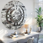 The Gears Clock 24'' Inch Real Moving Gear Wall Clock England Line (Grey & White, 24 inches (60 cm))