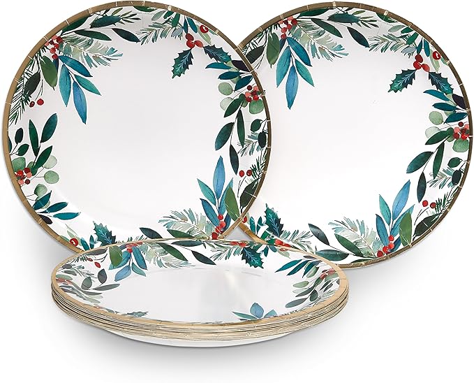 Papyrus Disposable Tabletop Plates Set - Elegant and Sturdy Plates for Any Occasion, Holiday Foliage, Dinnerware Set