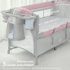 BabyBond Baby Bassinet Bedside Crib, Pack and Play with Sheet, Diaper Changing Table and Music Mobile from Newborn to Toddles, Portable Large Playard